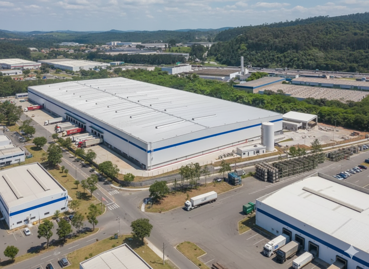 Vista aérea do armazém e centro logístico da LMB Distribuidora